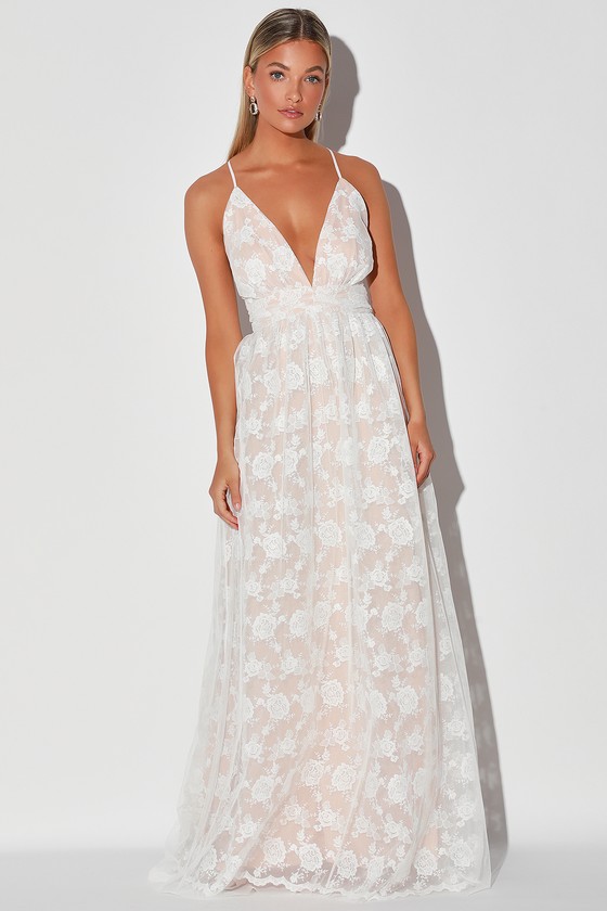 Lovely White Maxi Dress - Embroidered ...